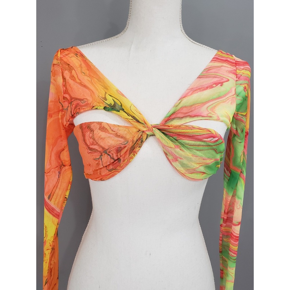 NEW SIZE SMALL Agua Bendita Revolve Percy Crop Top TROPICAL CRUISE VACATION PINK